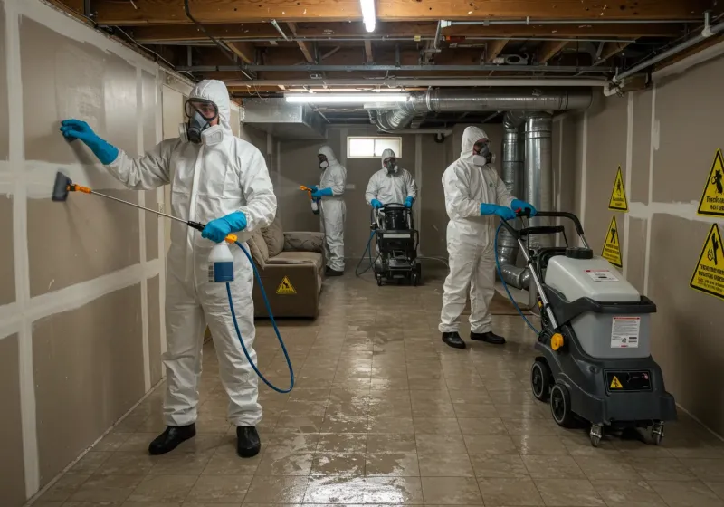 Basement Moisture Removal and Structural Drying process in Basin City, WA